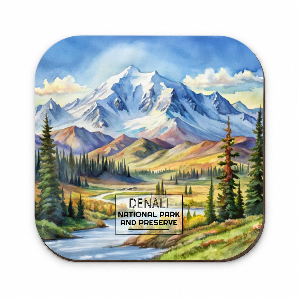 Denali National Park Alaska Watercolor Fridge Magnet