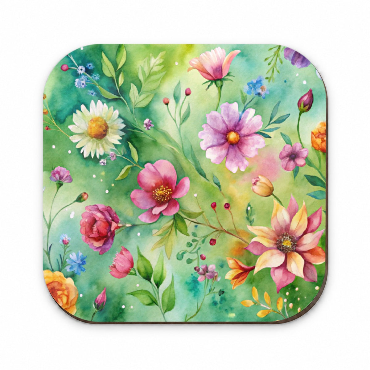 Flowers Green Background Watercolor Fridge Magnet