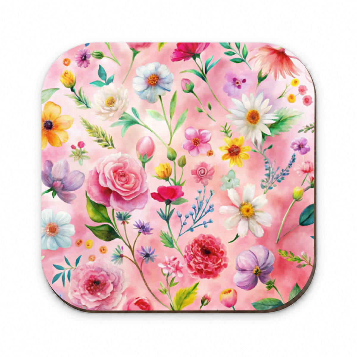 Flowers Pink Background Watercolor Fridge Magnet