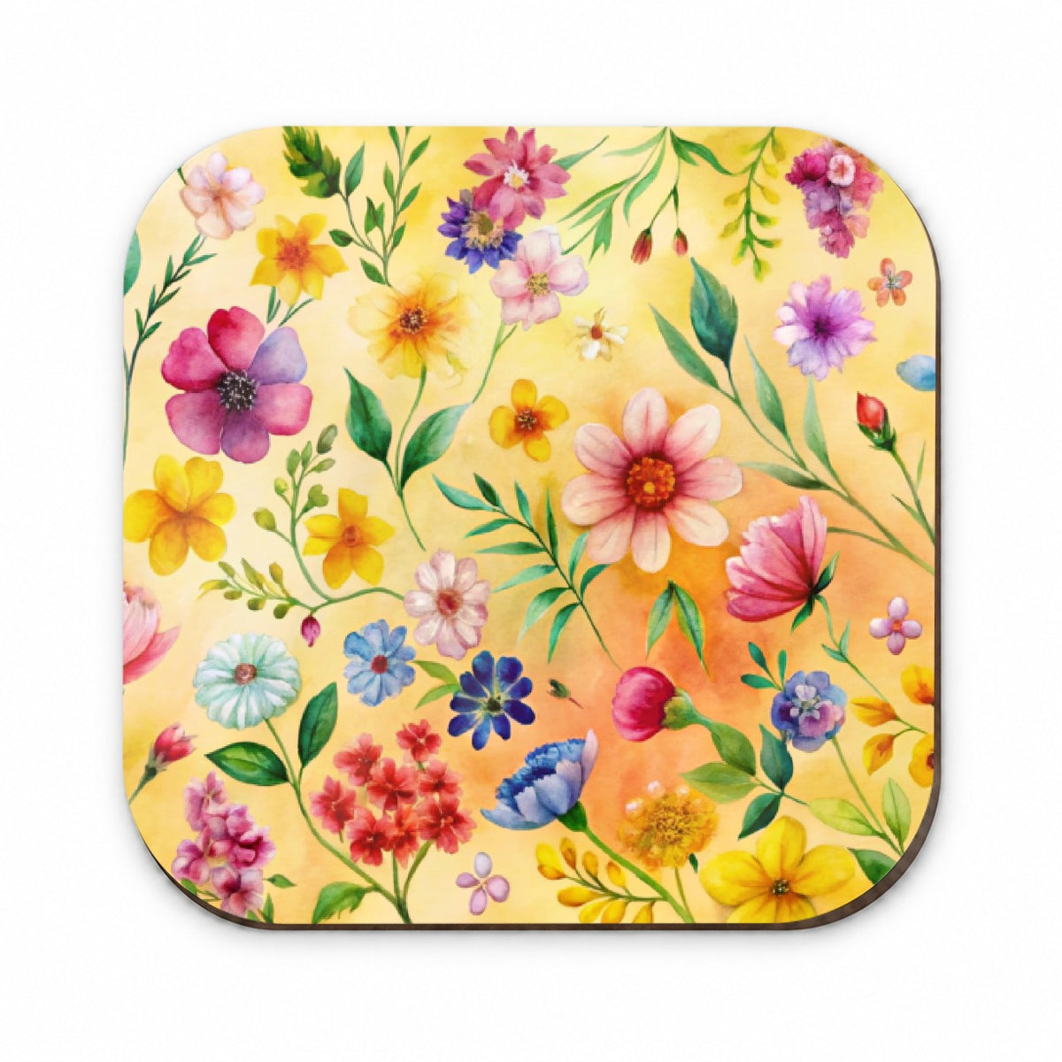 Flowers Yellow Background Watercolor Fridge Magnet
