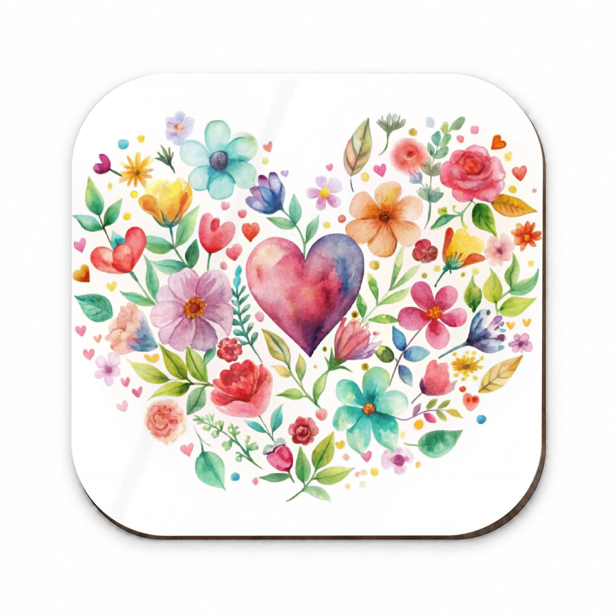 Hearts Flowers Watercolor Fridge Magnet