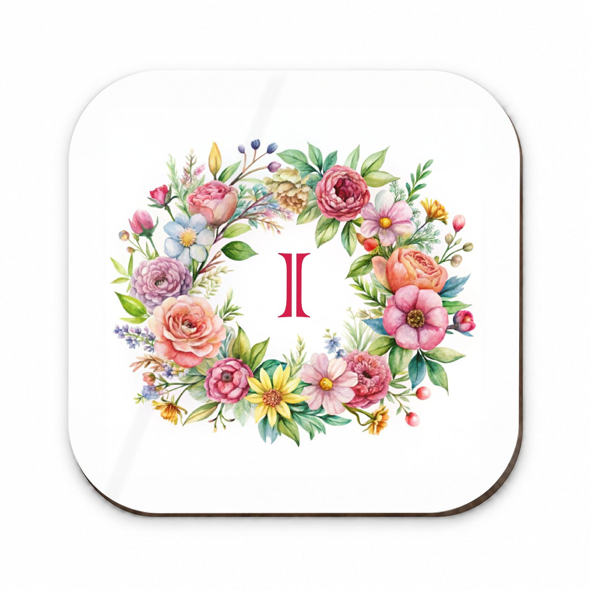 Letter I Initial Monogram Flowers Floral Fridge Magnet