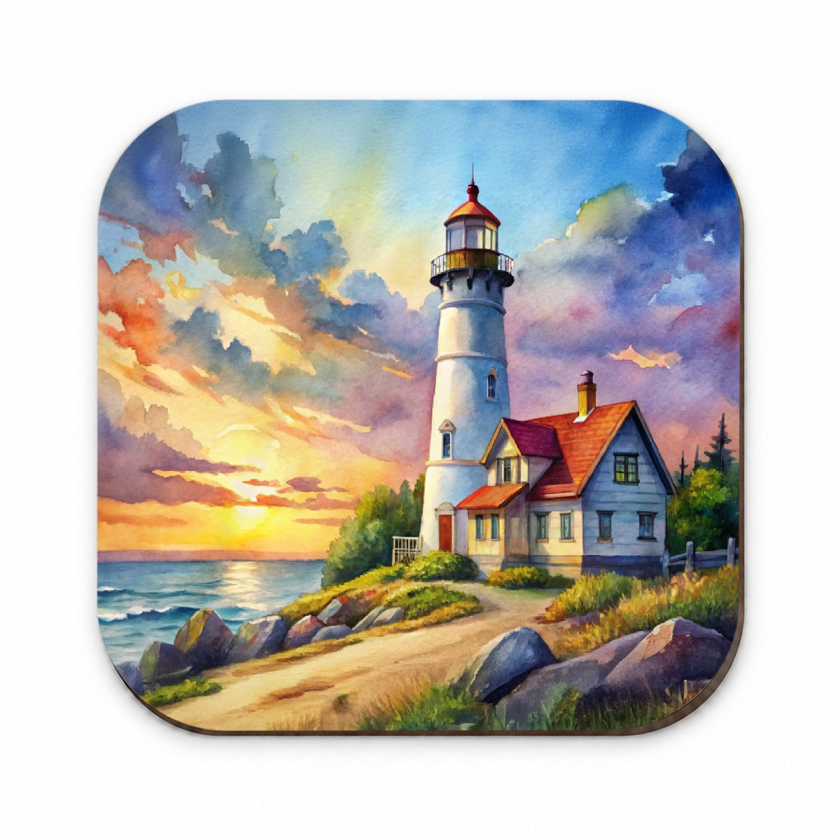 Lighthouse Beautiful Sky Watercolor Fridge Magnet