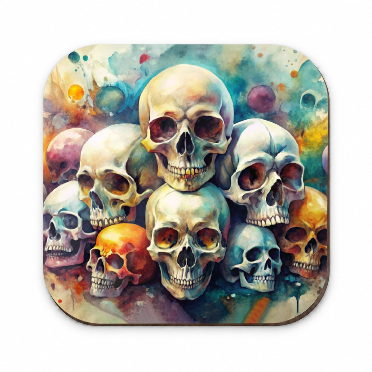 Overlapping Skulls Watercolor Fridge Magnet
