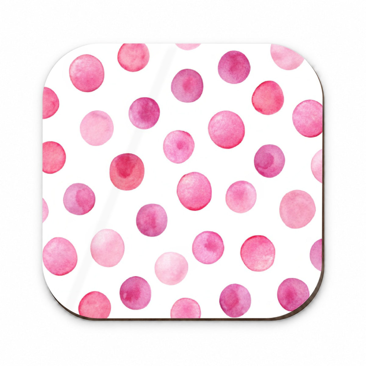 Pink Polka Dots White Background Fridge Magnet