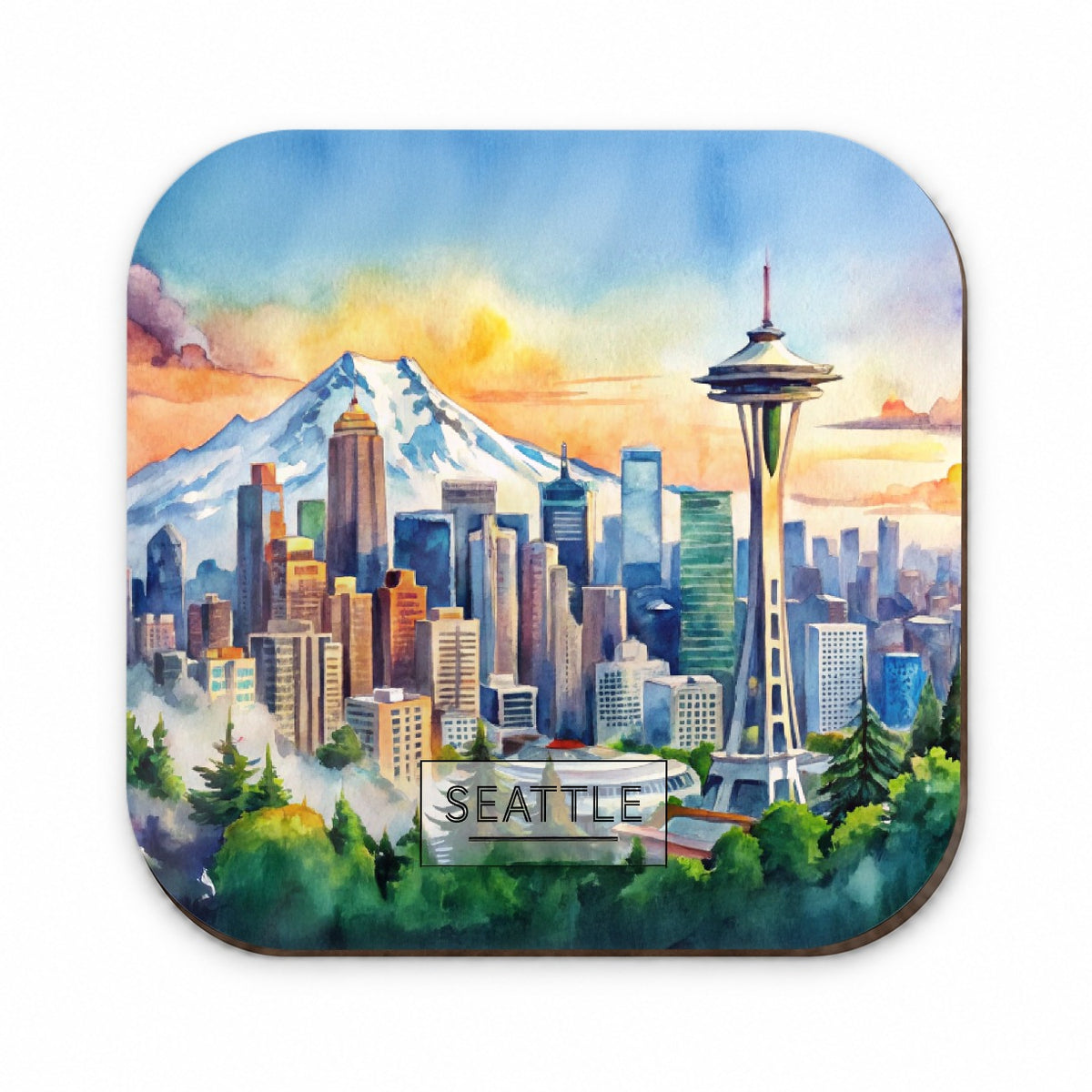 Seattle Washington Space Needle Travel City Watercolor Fridge Magnet