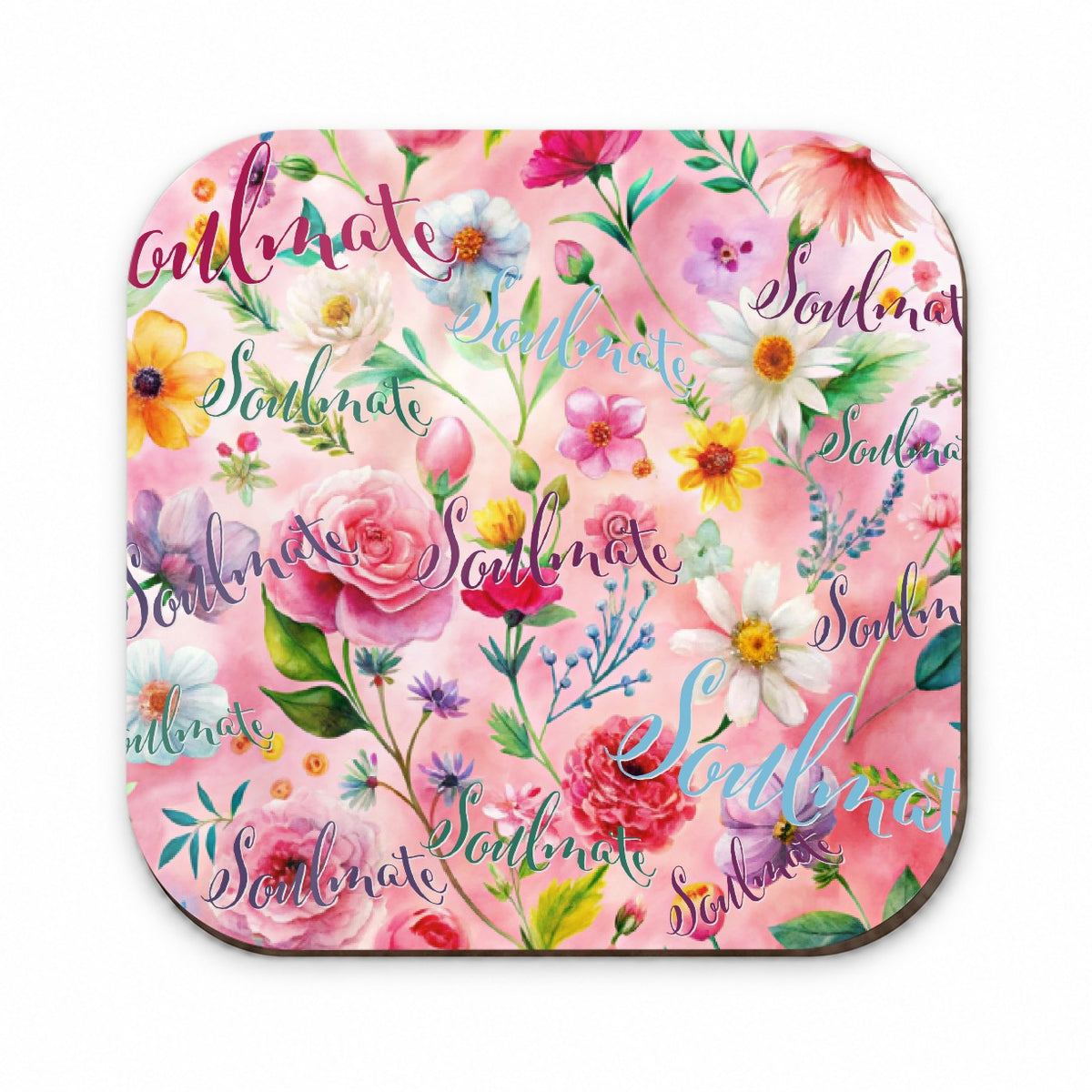 Soulmate Love Wedding Anniversary Flowers Pink Background Fridge Magnet
