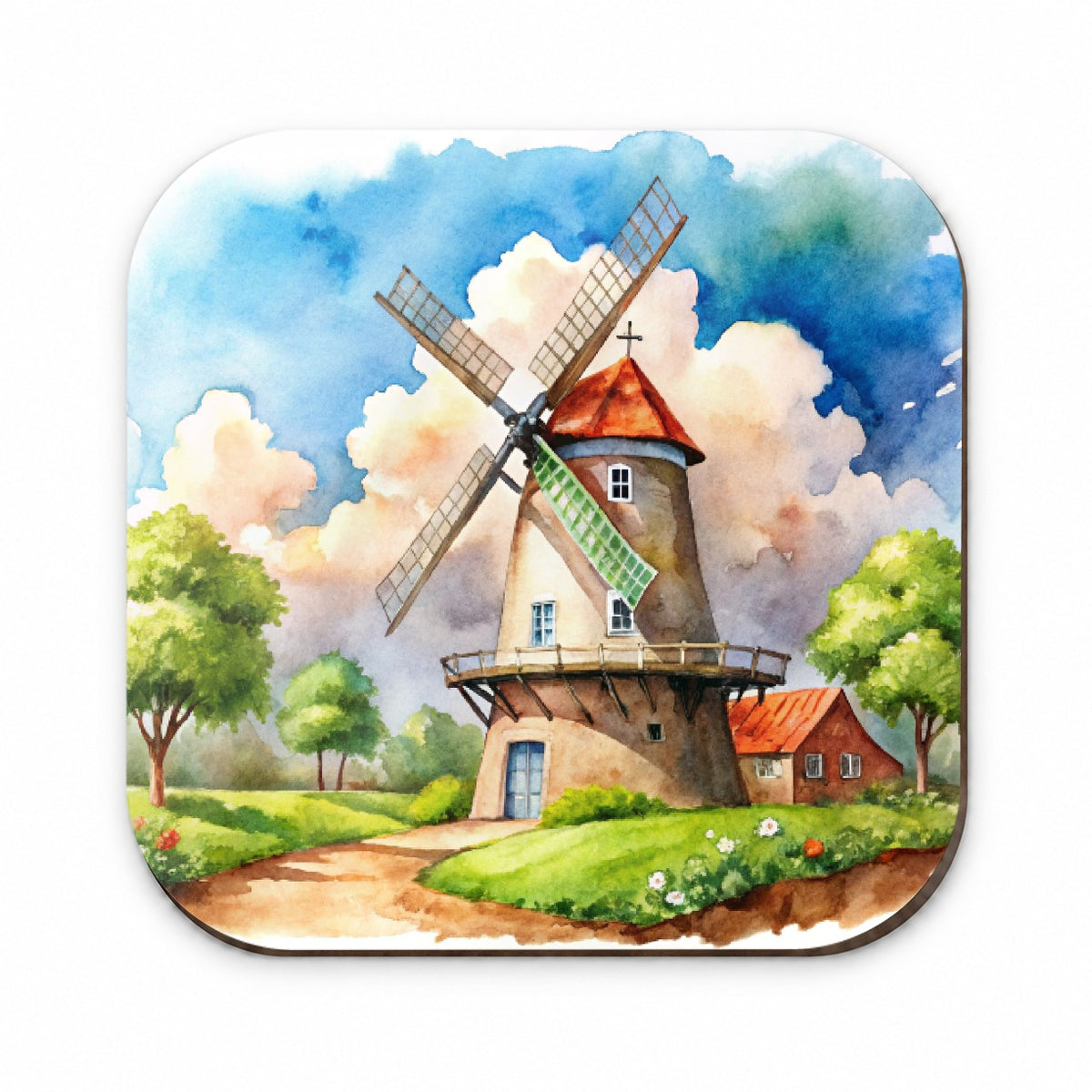 Windmill Beautiful Watercolor Fridge Magnet