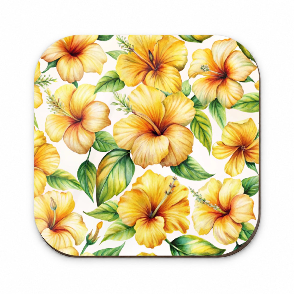 Yellow Hibiscus Flowers Watercolor Fridge Magnet