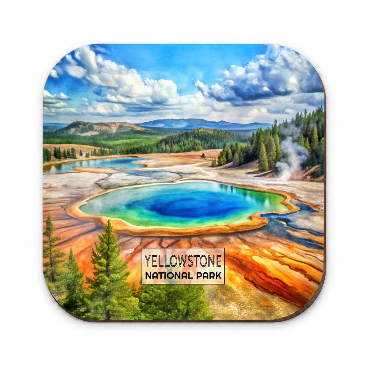 Yellowstone National Park Wyoming Montana Watercolor Fridge Magnet