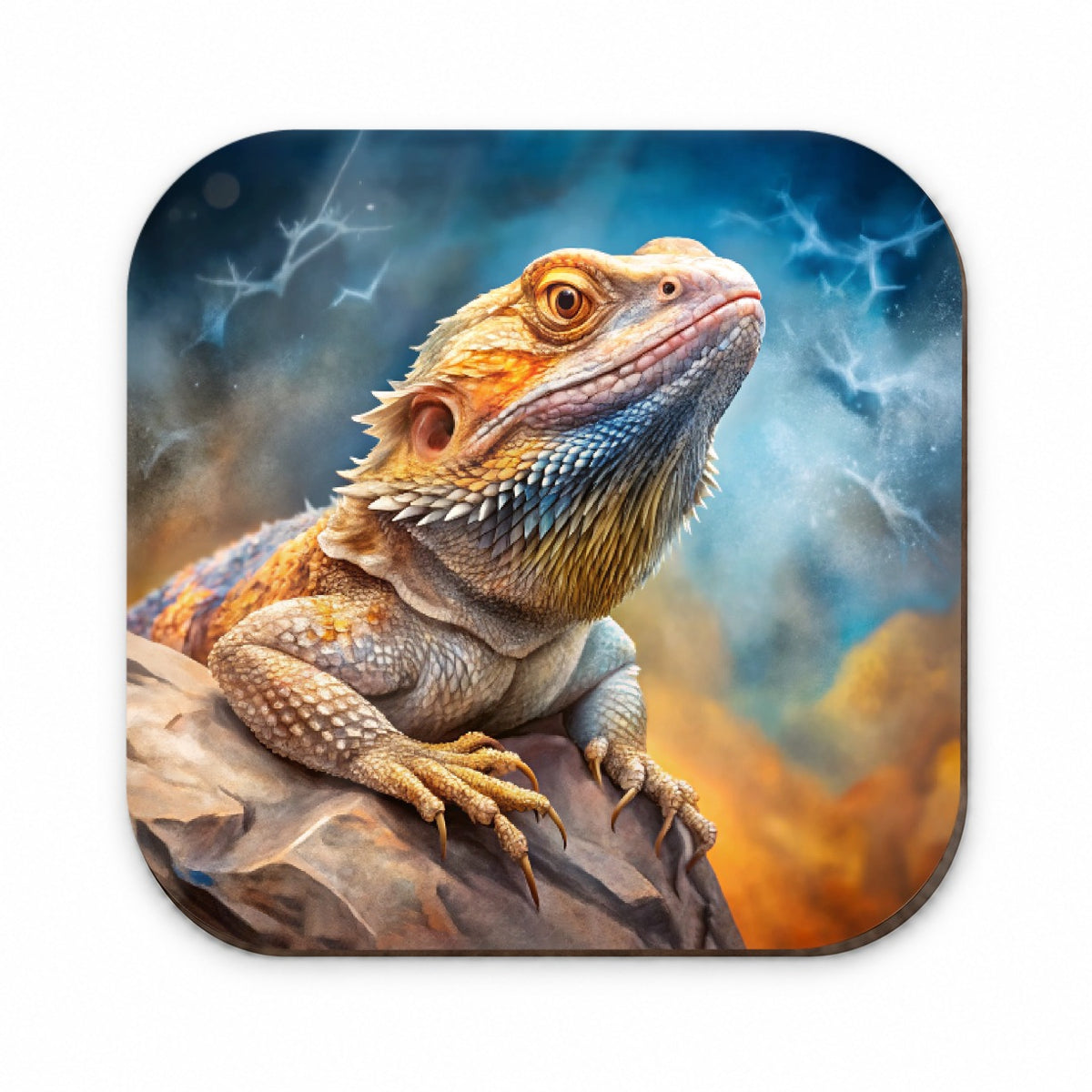 Bearded Dragon Lizard On Rock Stormy Scene Reptile Watercolor Fridge Magnet