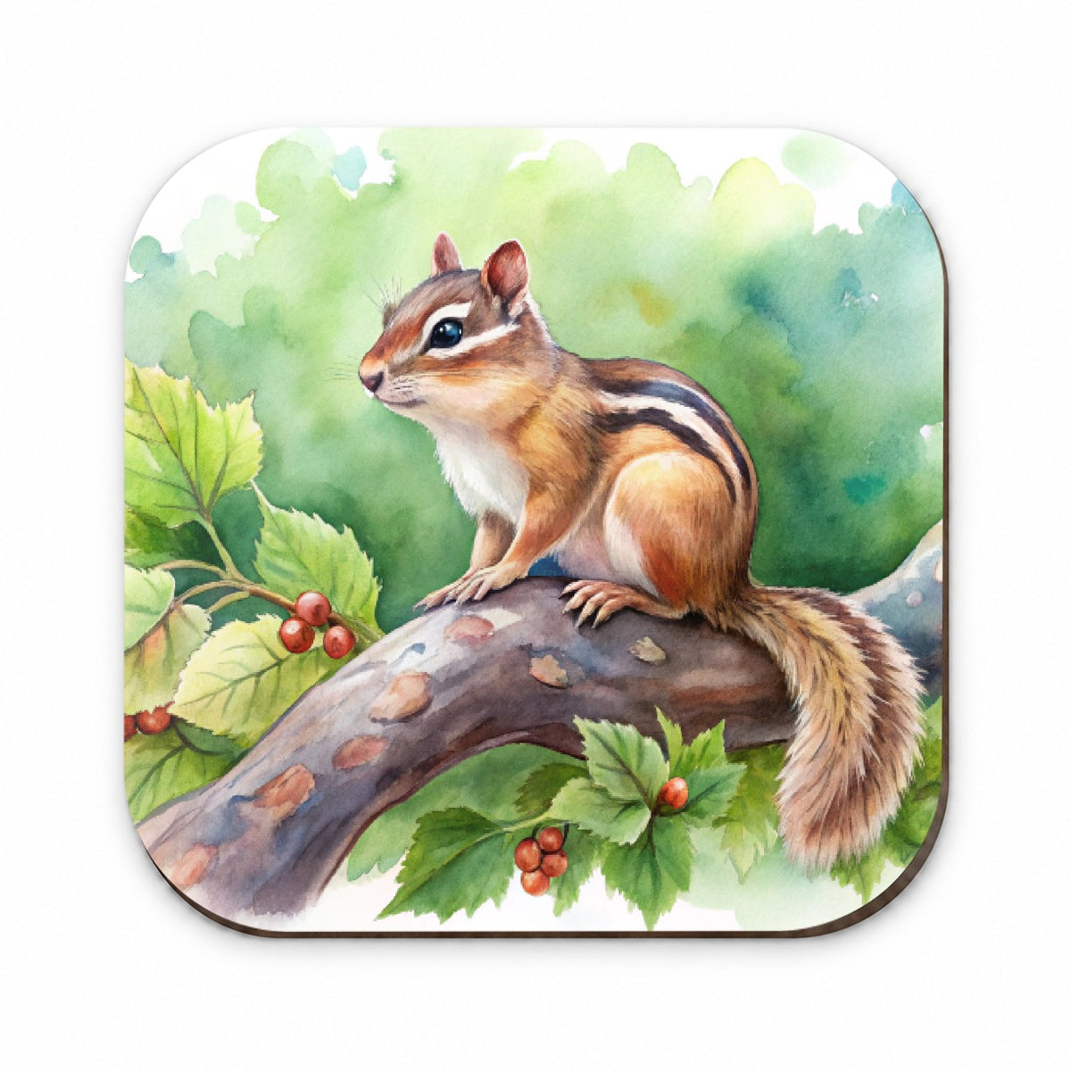 Chipmunk In Tree Watercolor Fridge Magnet