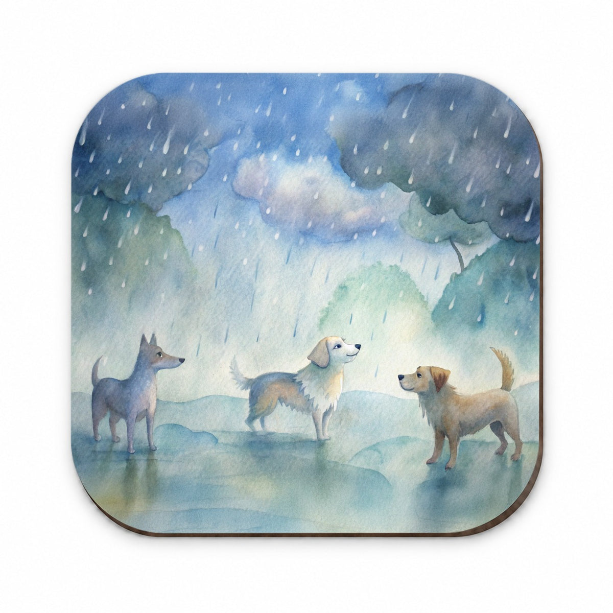 Dogs In The Rain Watercolor Fridge Magnet