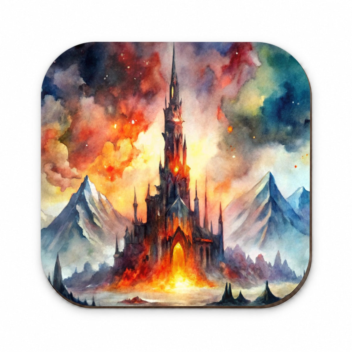 Fantasy Evil Dark Castle Watercolor Fridge Magnet