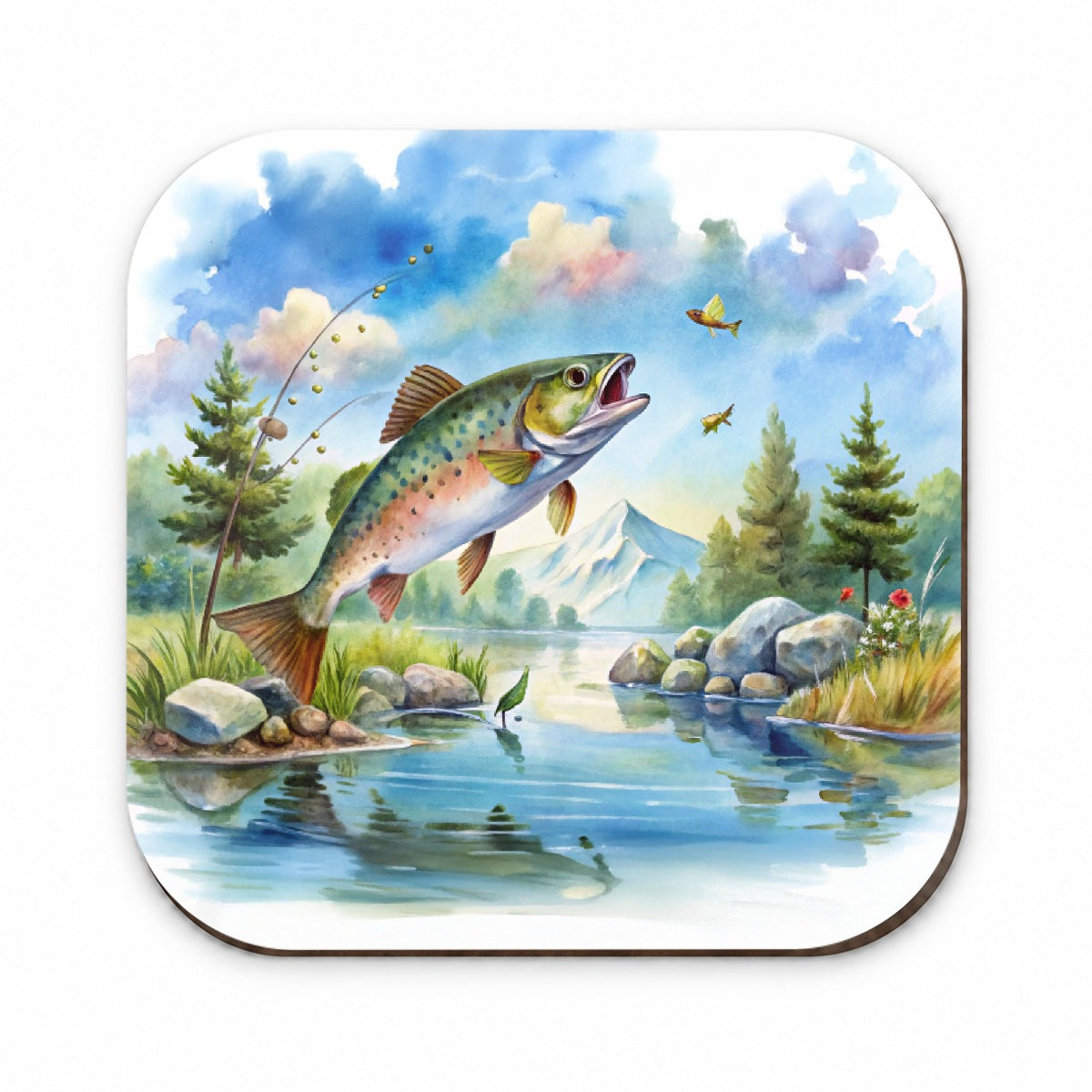 Fish Jumping Stream Lake Fishing Watercolor Fridge Magnet