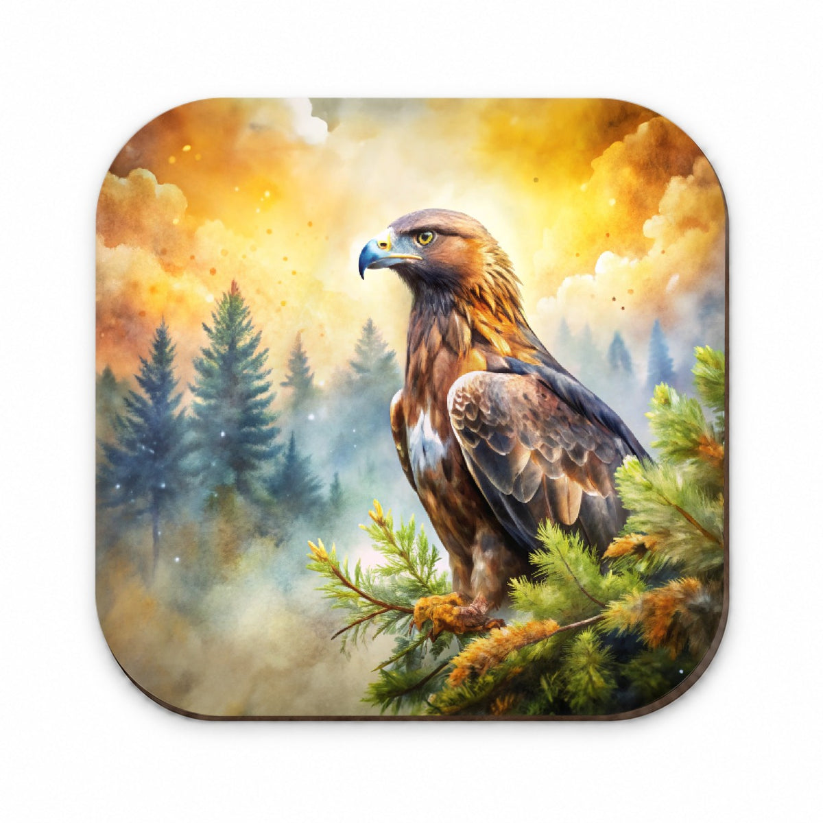 Golden Eagle Raptor Bird Of Prey In Tree Watercolor Fridge Magnet