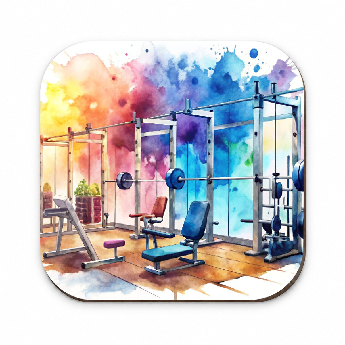 Gym Workout Equipment Watercolor Fridge Magnet
