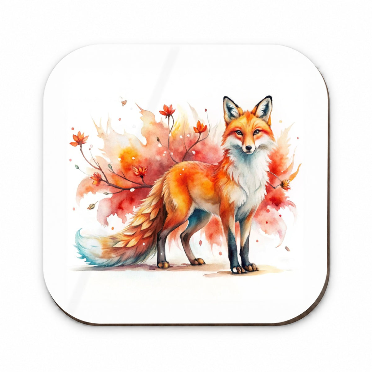 Kitsune Fox Asian Japanese Spirit Animal Folklore Watercolor Fridge Magnet