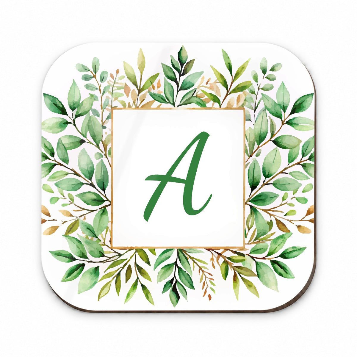 Letter A Initial Monogram Frame Leaf Fridge Magnet