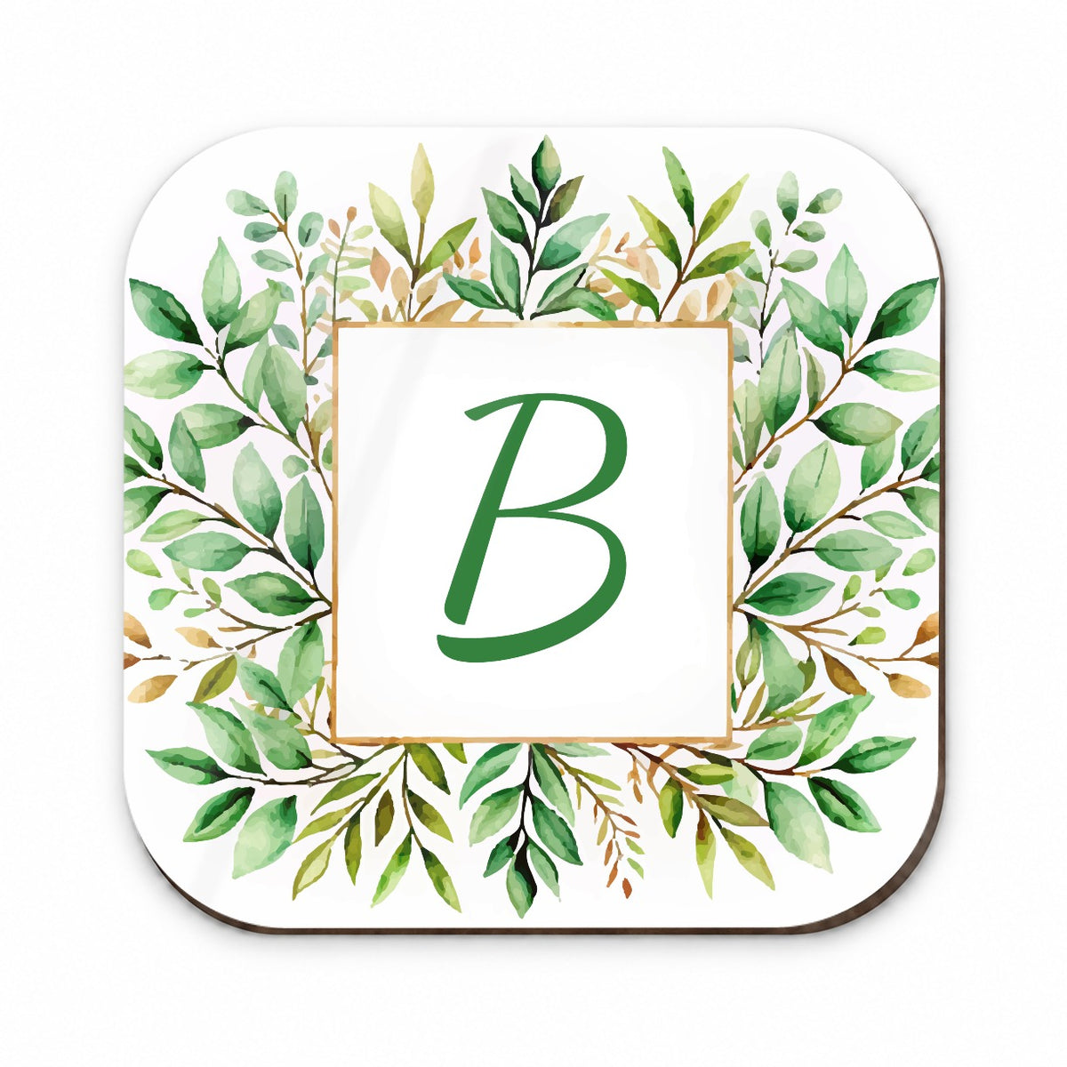 Letter B Initial Monogram Frame Leaf Fridge Magnet