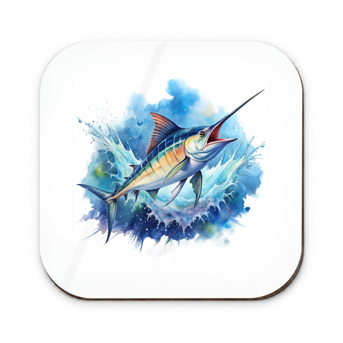 Marlin Jumping In The Ocean Deep Sea Sport Fishing Watercolor Fridge Magnet