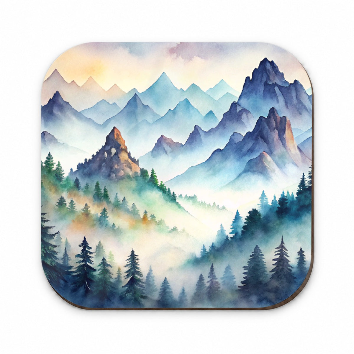 Mist Covered Mountains Misty Watercolor Fridge Magnet