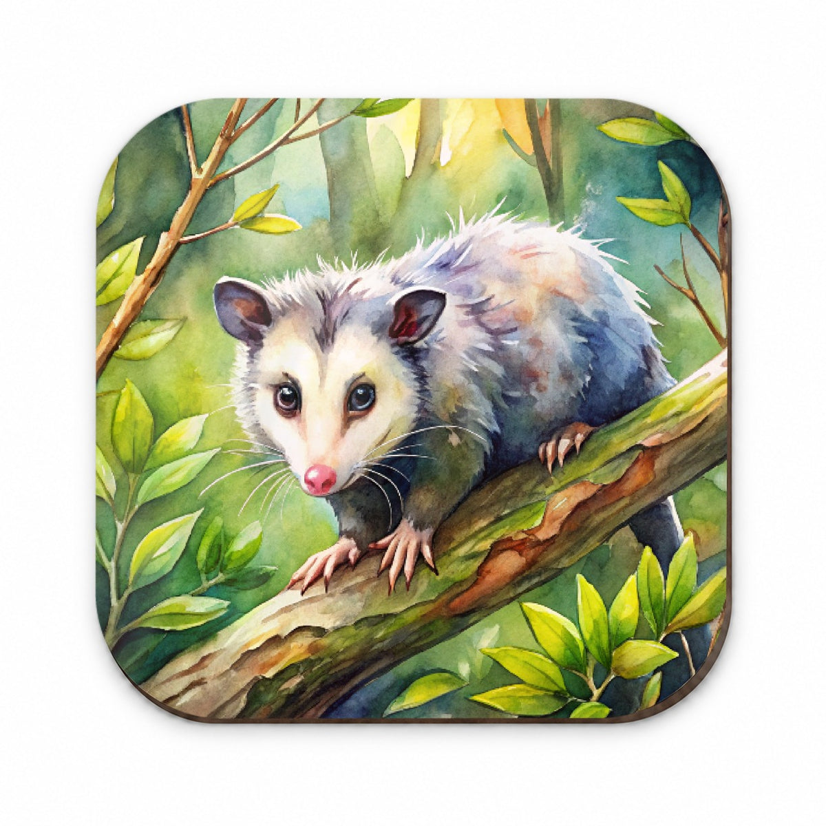 Opossum In The Forest Watercolor Fridge Magnet