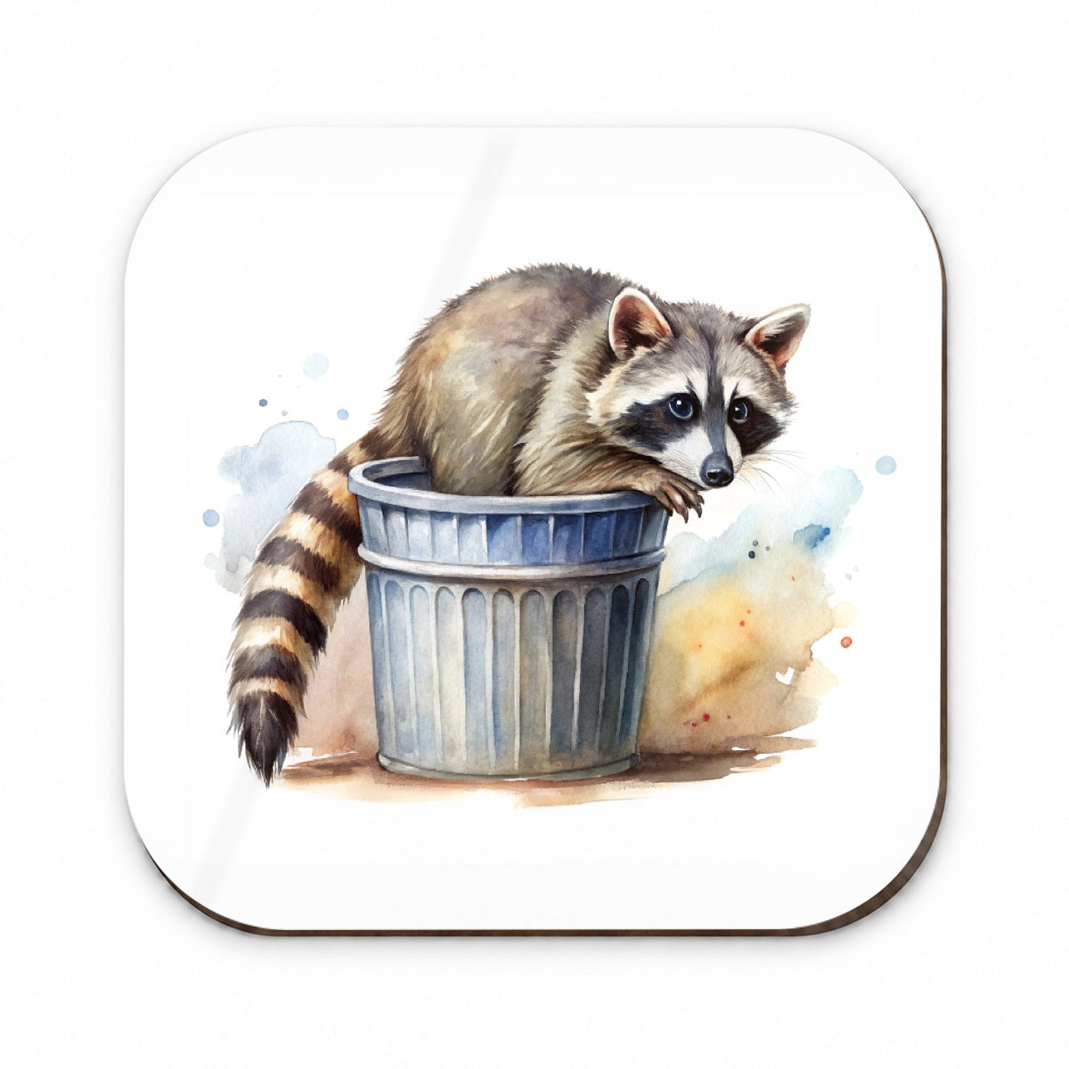 Raccoon In A Trash Can Panda Watercolor Fridge Magnet