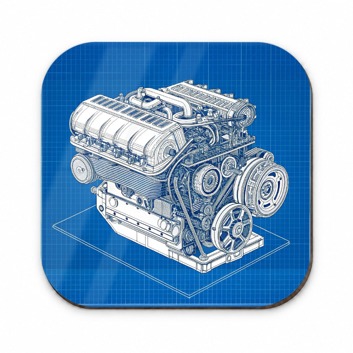 Blueprint Of Car Engine V8 Fridge Magnet