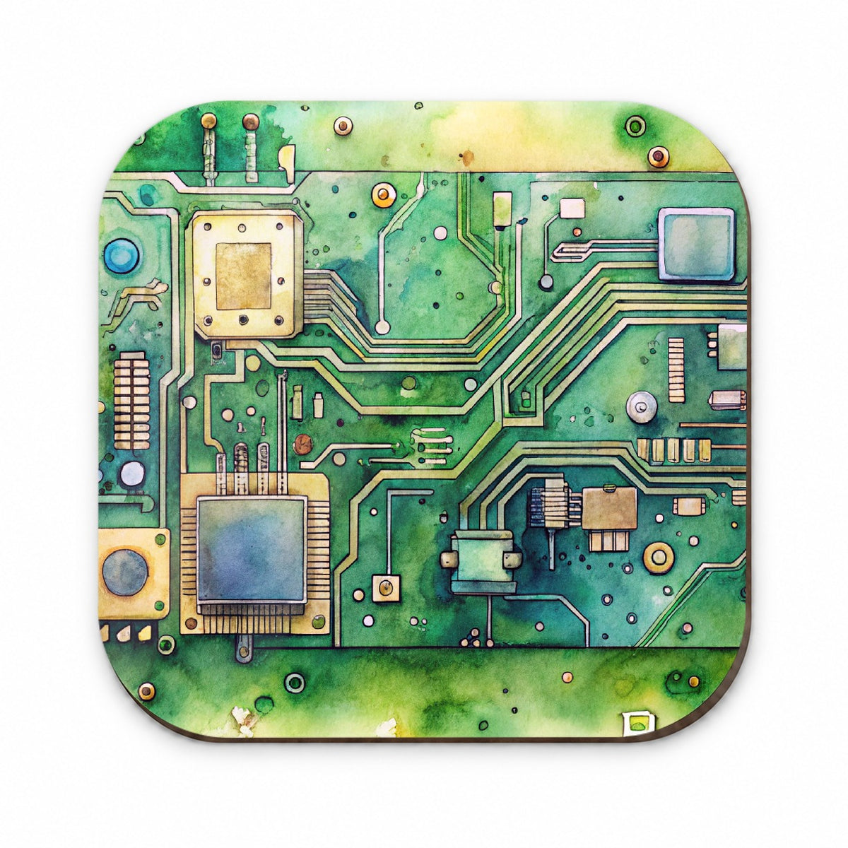 Detailed Circuit Board Watercolor Fridge Magnet