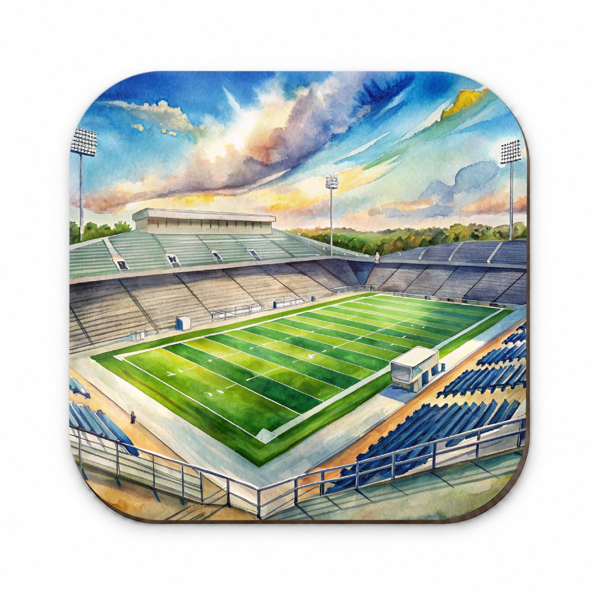 Football Game Field As Seen From Stadium Stands Watercolor Fridge Magnet