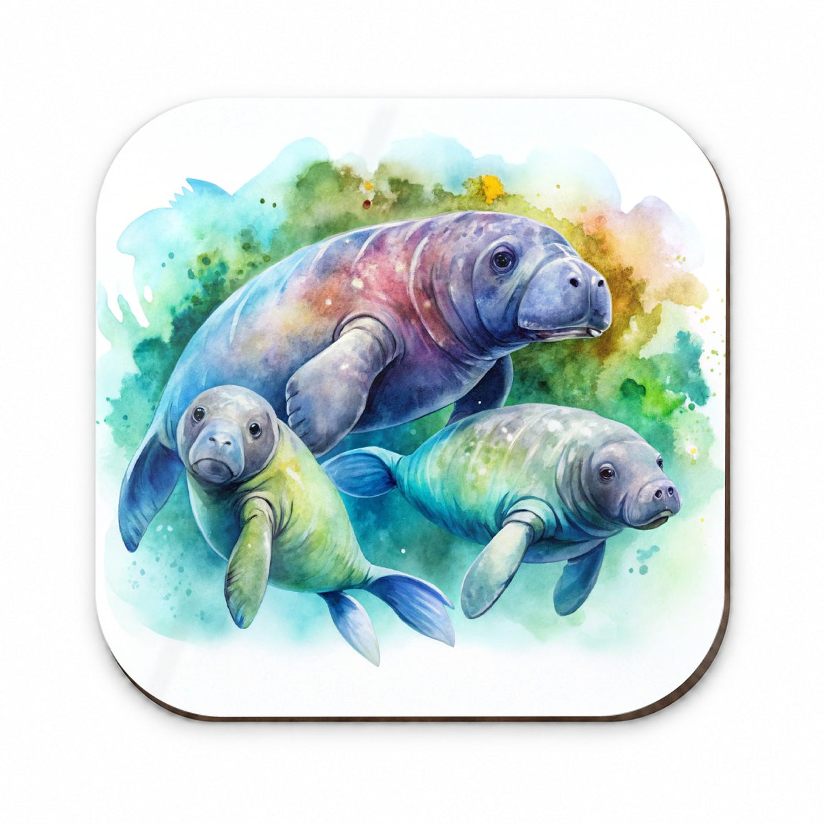 Manatees Family Watercolor Fridge Magnet
