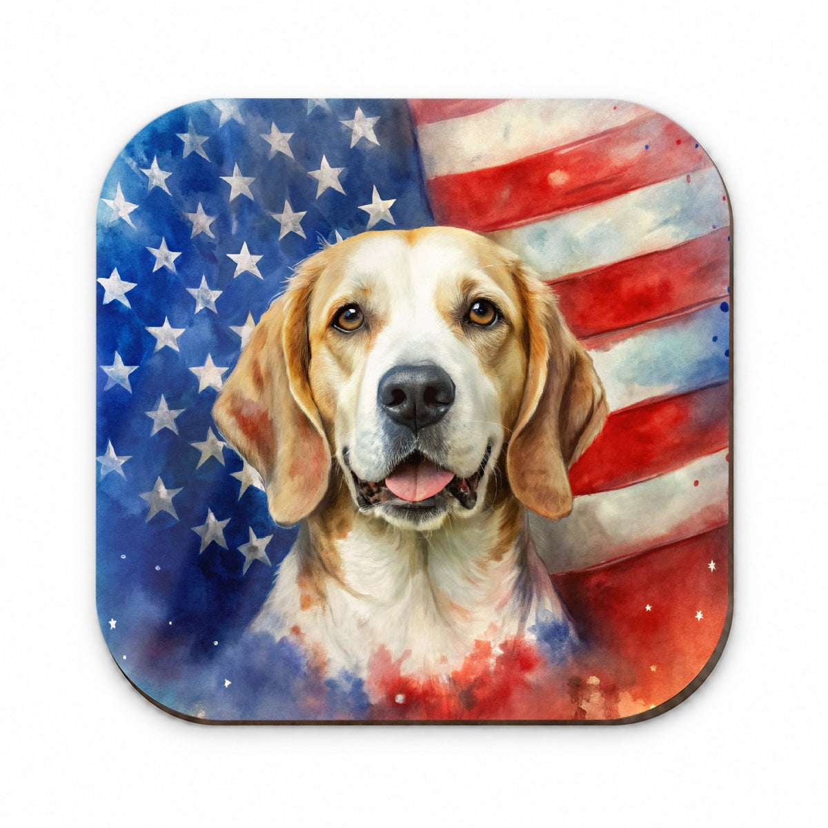 Patriotic Dog Watercolor American Flag Background Fridge Magnet