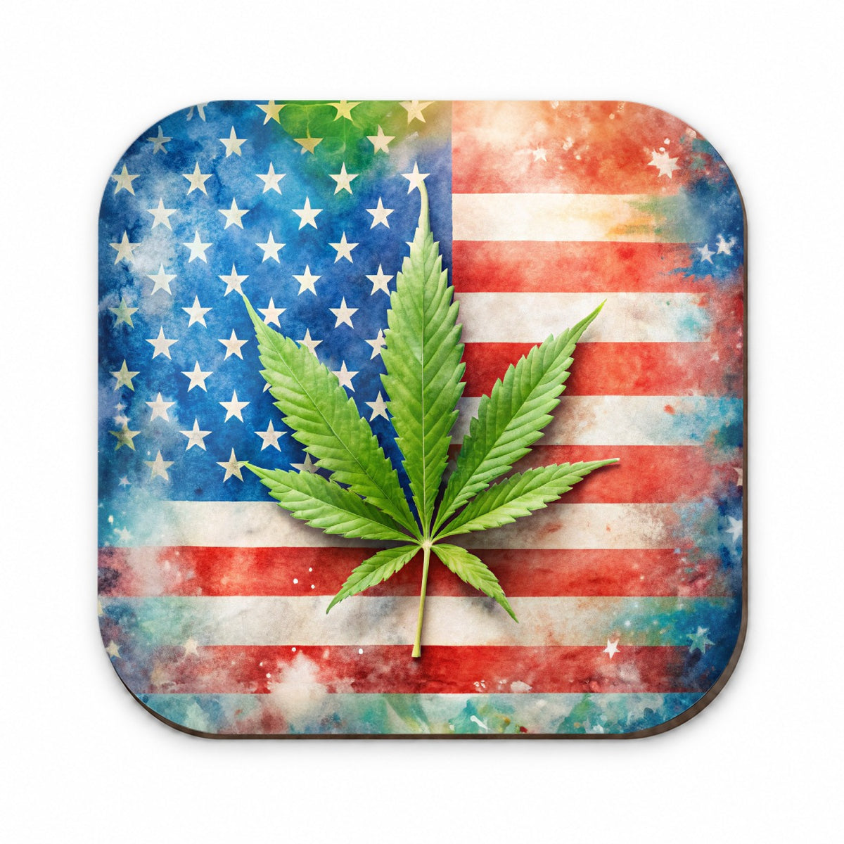 Patriotic Marijuana Leaf on American Flag Background Fridge Magnet