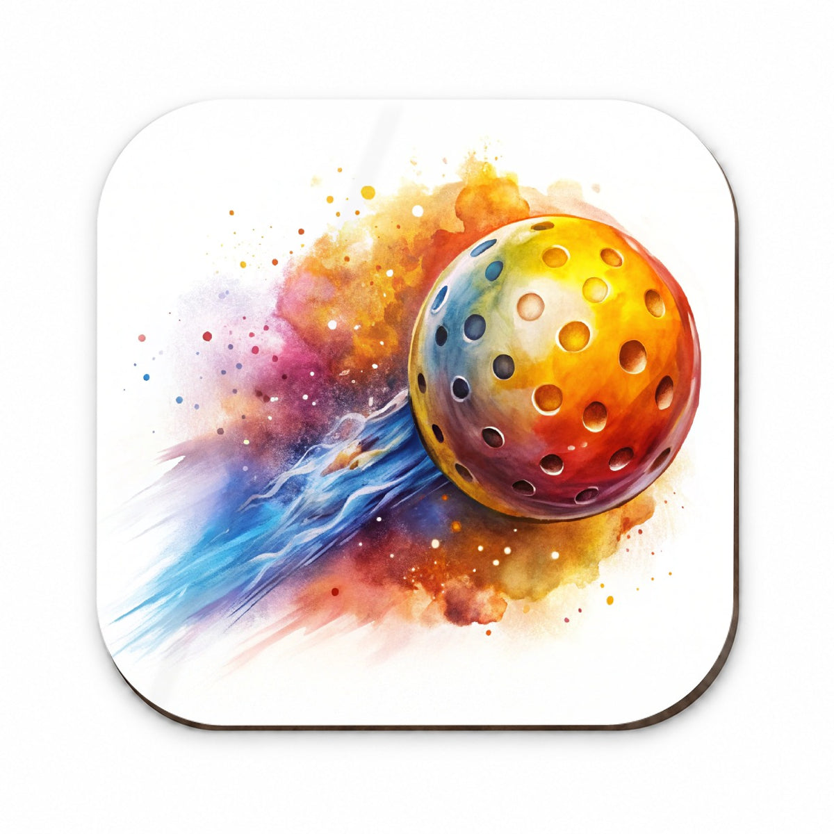 Pickleball Ball Rocketing Through The Air Watercolor Fridge Magnet