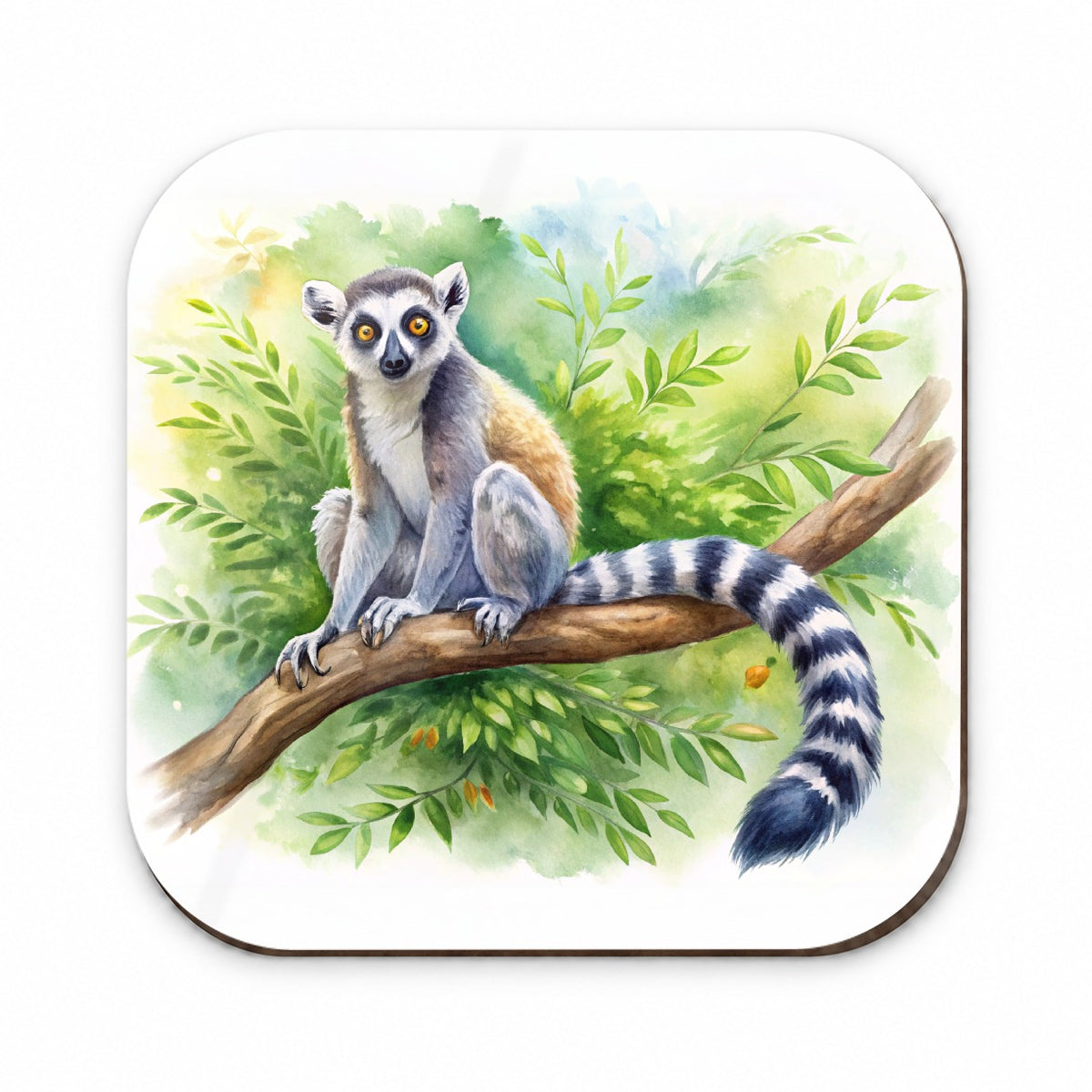 Ring-Tailed Lemur In Tree Watercolor Fridge Magnet