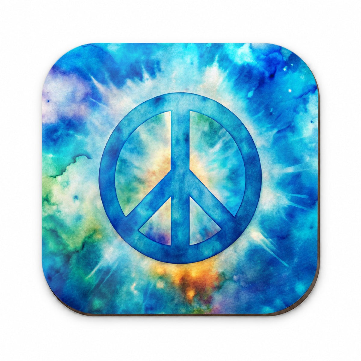 Solid Blue Peace Symbol Tie Dye Background Hippie Watercolor Fridge Magnet