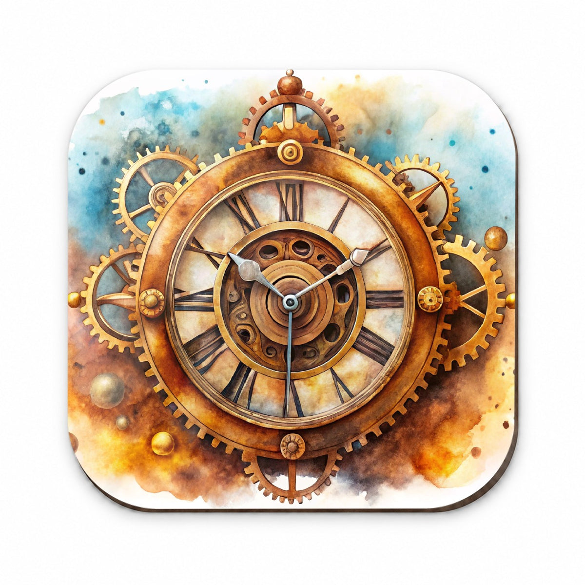 Steampunk Clock Fantasy Sci-fi Watercolor Fridge Magnet