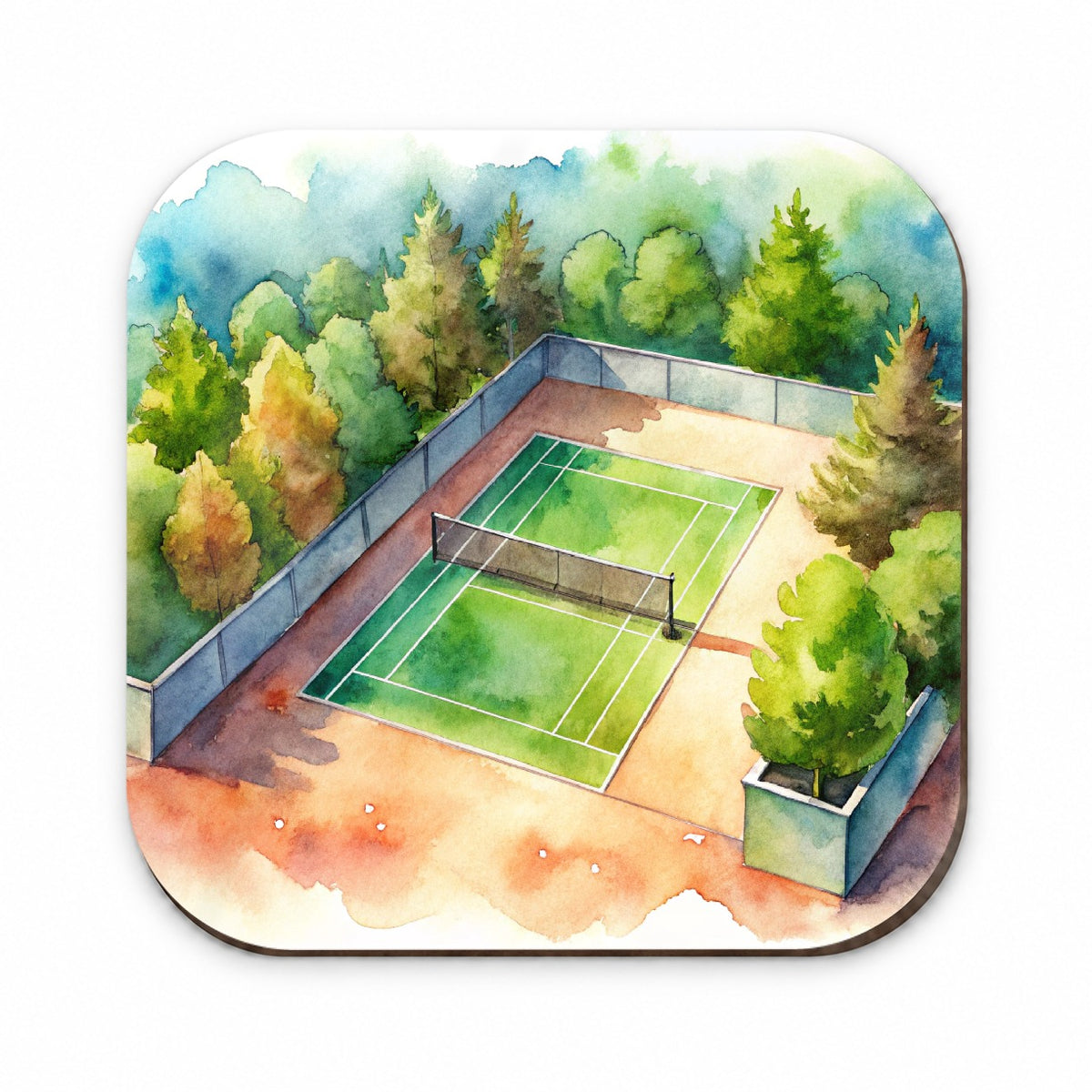 Tennis Court Watercolor Fridge Magnet