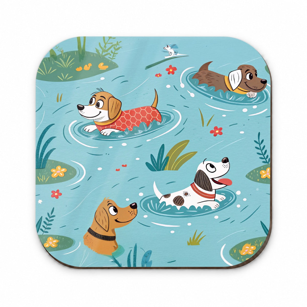 Dogs Swimming Playing In Pond Fridge Magnet