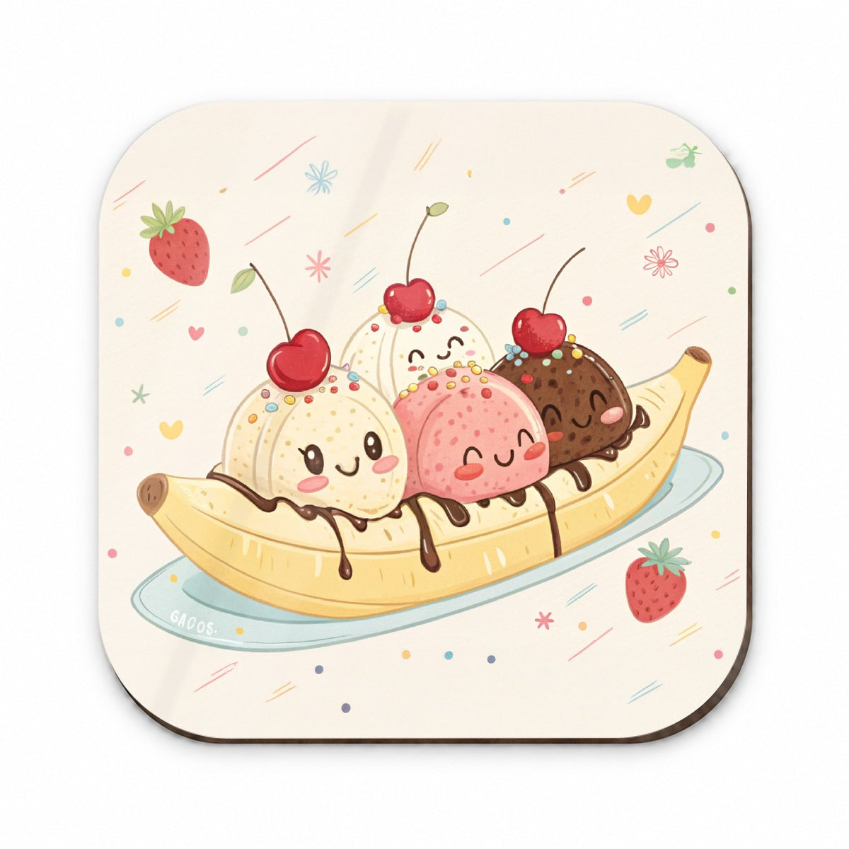 Kawaii Banana Split Ice Cream Fridge Magnet