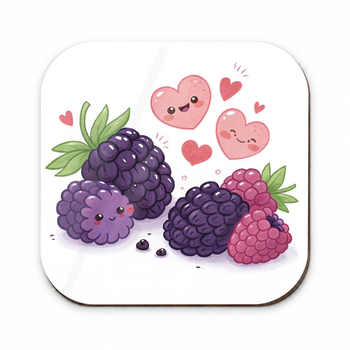 Kawaii Blackberries And Hearts Fridge Magnet
