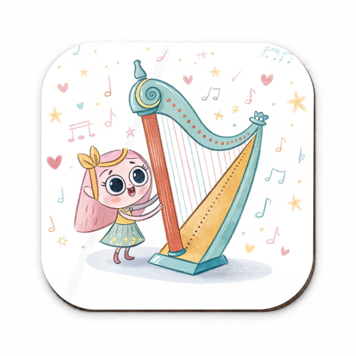 Kawaii Harp Music Fridge Magnet