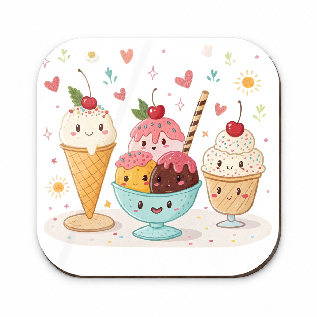 Kawaii Ice Cream Sundaes Fridge Magnet