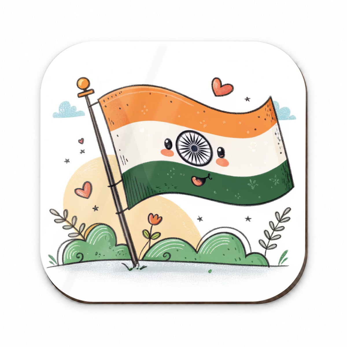 Kawaii India Flag Fridge Magnet