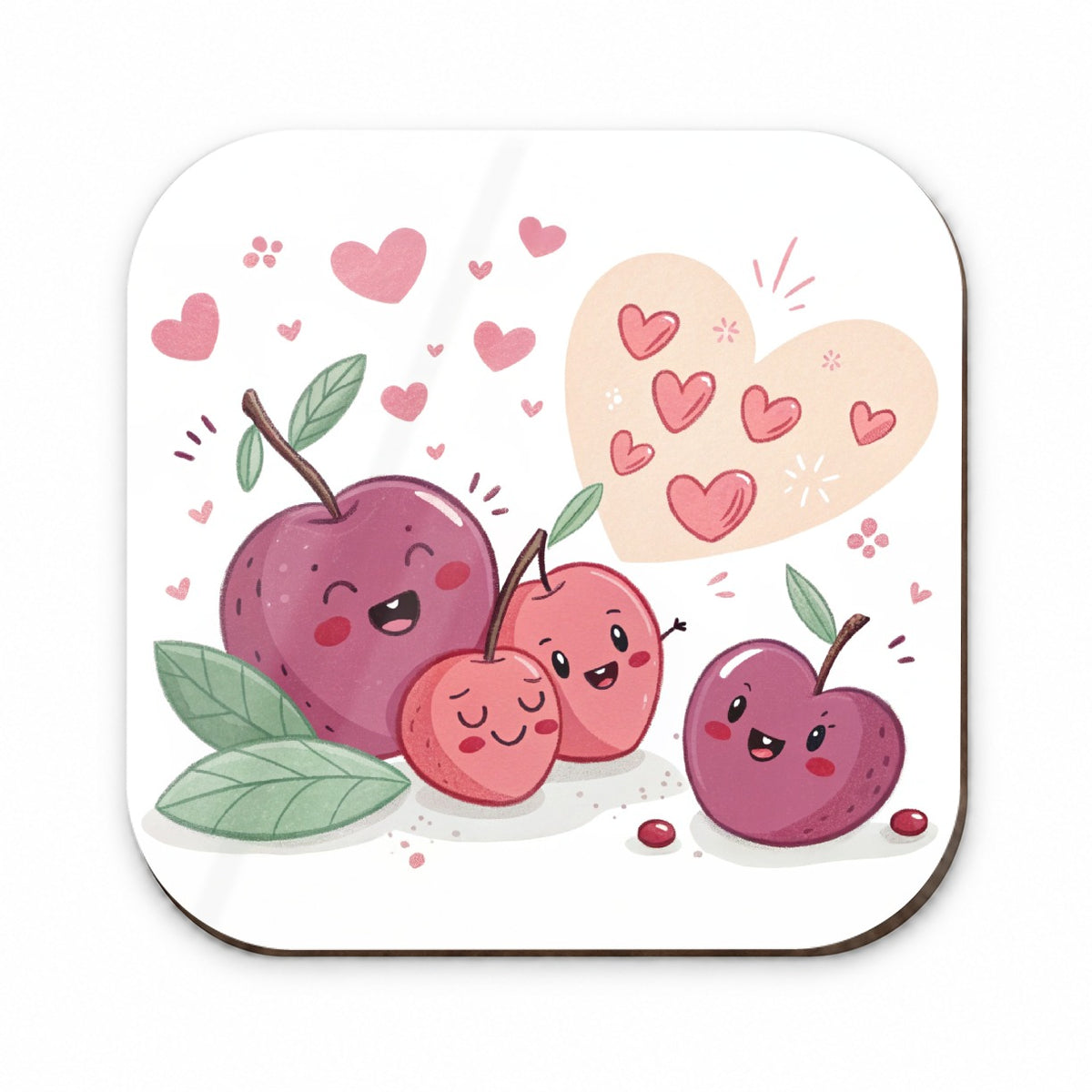 Kawaii Plums And Hearts Fridge Magnet