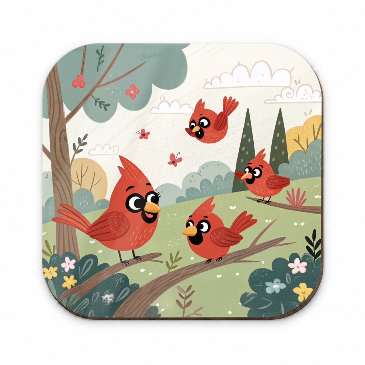 Kawaii Red Cardinals Birds Fridge Magnet