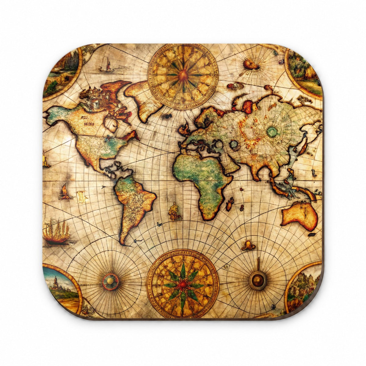 Ancient Maritime Nautical World Map Fridge Magnet