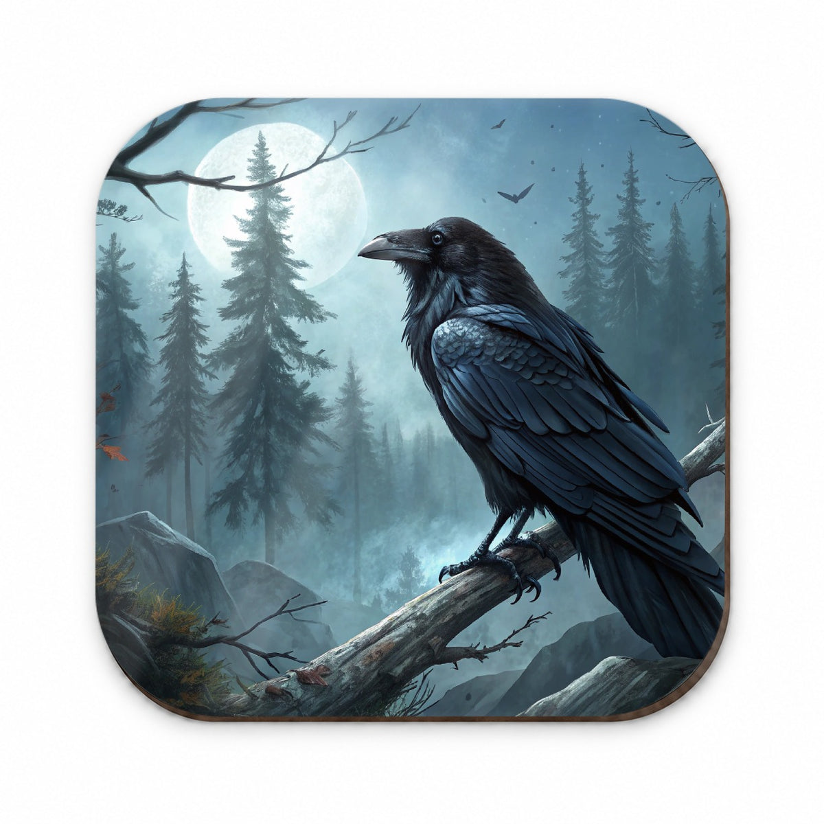 Black Raven at Night Under a Full Moon Fridge Magnet