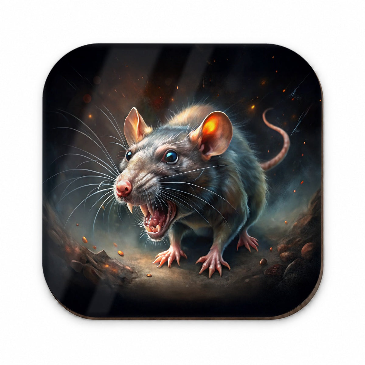 Evil Angry Rat Black Watercolor Fridge Magnet